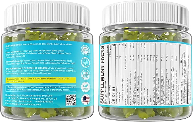 Cortisol Gummies for Women &amp Men Sugar Free Cortisol Reducer Supplements w/ Magnesium Ashwagandha Mushroom L-theanine Rhodiola Vitamin B6 B12 for Cortisol Detox Relax Sleep Support 2 Pack