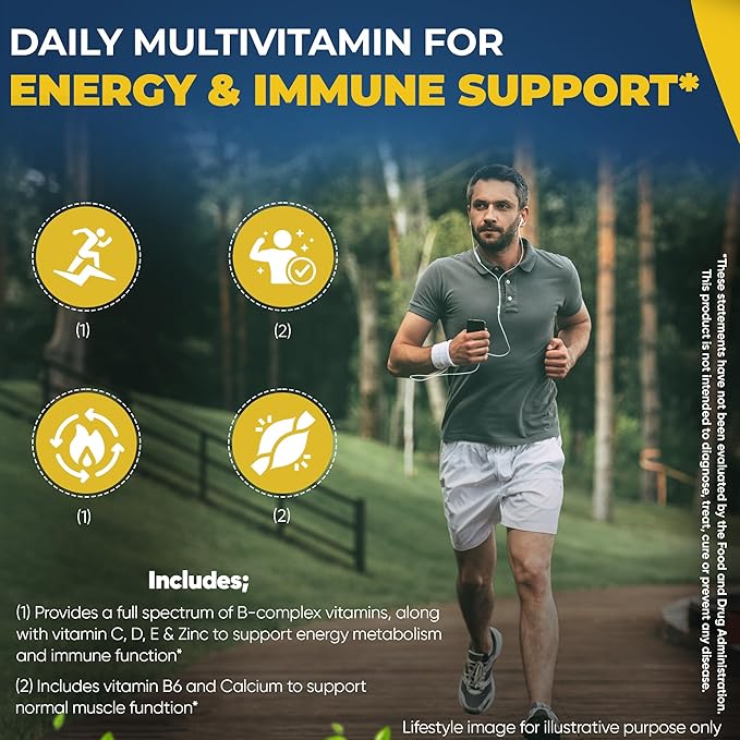Daily Multivitamin for Men Vitality 34 Essential Ingredients 90 Capsules Men’s Multivitamin for Overall Wellness