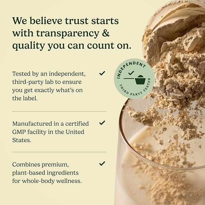 Field's Great All-in-One Plant-Based Vanilla Protein Shake Powder – Healthy Aging 30g Protein 5g Fiber + Probiotics Gut-Friendly Blood Sugar &amp Muscle Support Vegan Meal Replacement GLP1 23o