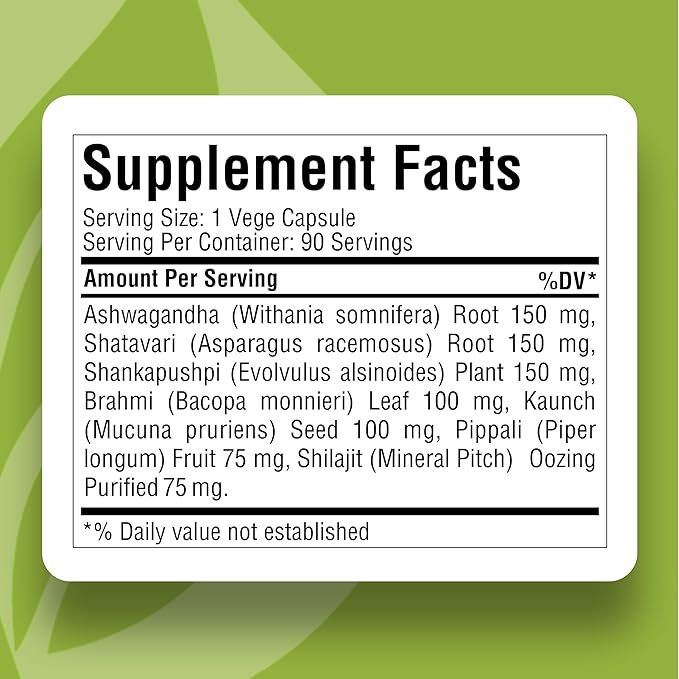 Herbsforever True Calm Capsules Ayurvedic Herbal Formulation Stress Relief Formula Provides Calmness and Comfortable Sleep 90 Vege Capsules 800 Mg Each