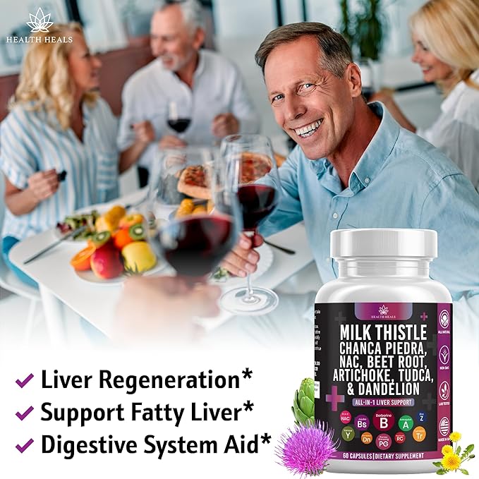 Milk Thistle NAC Chanca Piedra Beet Root Artichoke Dandelion Root - Liver Supplement Plus Astragalus TUDCA Choline &amp Ginger- 120 Count