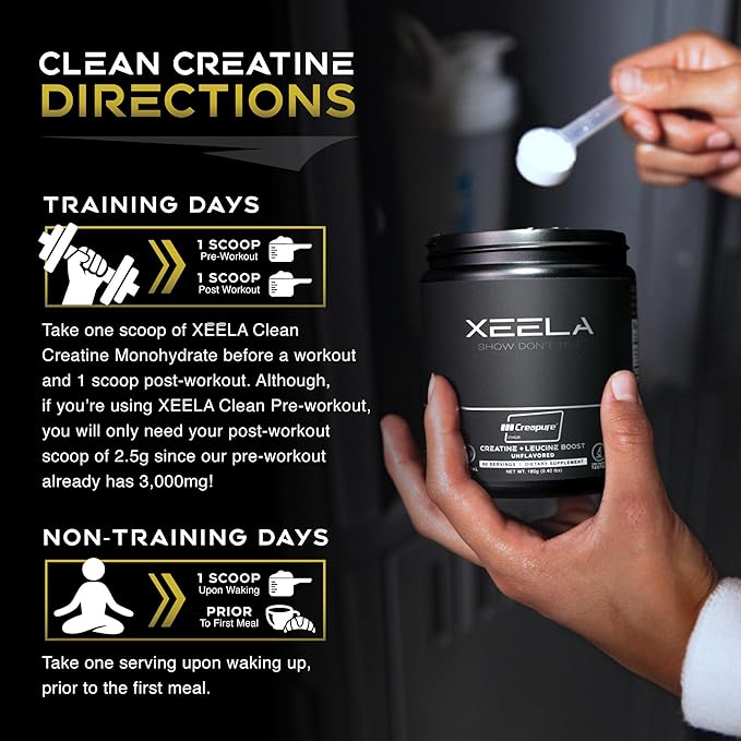 XEELA Creatine for Lean Muscle Gain All Natural Creatine Powder for Men &amp Women with Creapure Increase Strength &amp Power Reduce Recovery Time(Unflavored 60 Servings)