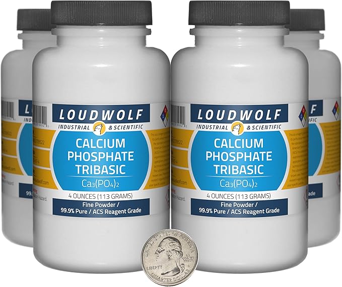 Calcium Phosphate Tribasic / 1 Pound / 4 Bottles / 99.9% Pure ACS Reagent Grade/Fine Powder