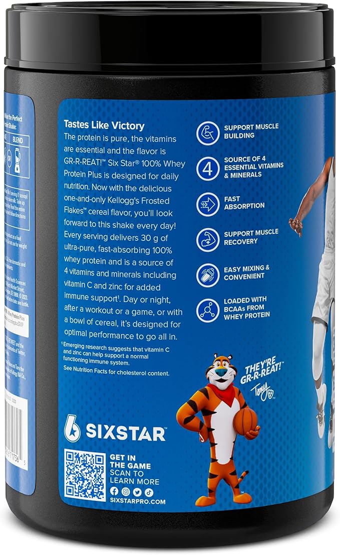 Six Star Whey Protein Powder Plus Kellogg's Froot Loops &amp Frosted Flakes Flavors | 30g Protein | Muscle Builder for Men &amp Women | 1.8lb Each