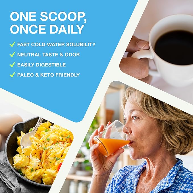 Mobility Collagen Peptides Powder - Glucosamine Chondroitin Hyaluronic Acid &amp Liposomal Vitamin C Join Bone &amp Cartilage Support Grass-Fed Type I &amp III Keto &amp Paleo 56 Servings 23.66