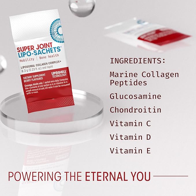 Super Joint Liposomal Collagen Peptides 30 Sachets and Lipo-Sachets Liposomal Vitamin D3 1000 IU 30 Packets – Liquid Collagen &amp Vitamin D Supplement Bundle