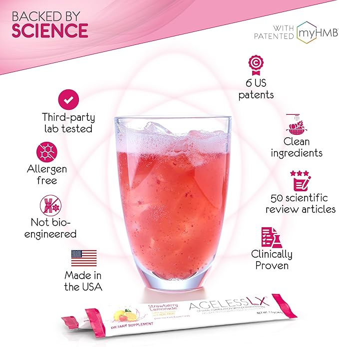 Powder Supplement for Women - with HMB Collagen Enhancer Plus Vitamin D3 K2 Horsetail + Biotin for Lean Muscle and Stronger Hair + Nails - 30 Powder Packets Strawberry Lemonade and Wildberry Bundle