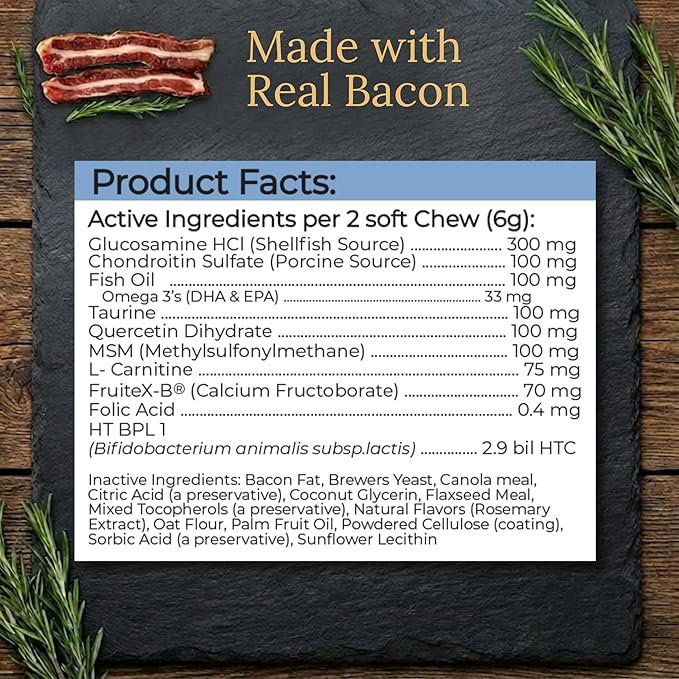 Multivitamins Balanced Nutrition for Your Golden Retriever 90 Count Made in The USA with Real Bacon