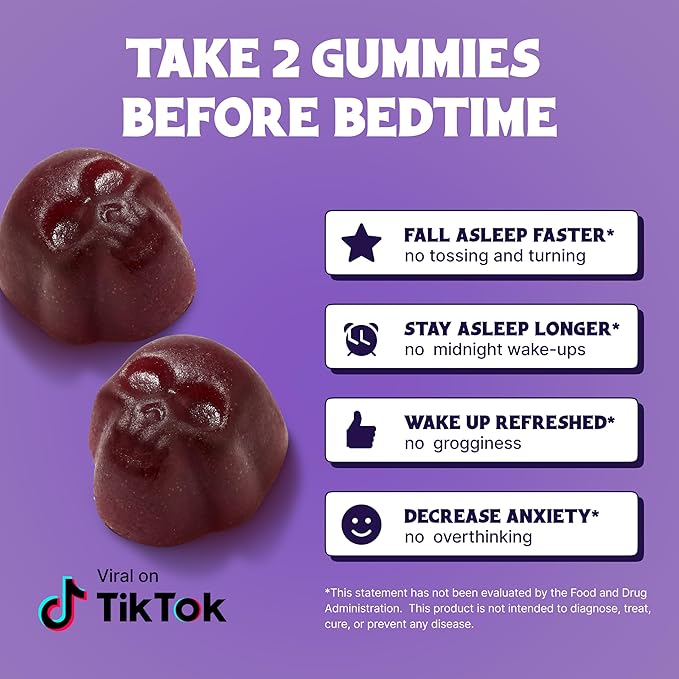 LITTLE DEATH Deep Sleep Gummies 60 Pcs. – 50 mg. Magnesium Ashwagandha Chamomile Vitamin B6 – Raspberry Flavor – Melatonin Free Sugar Free Vegan Made in USA