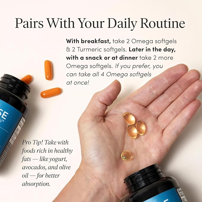 The 'Pause Life Turmeric + Omega 3 with Vitamin D &amp K2 Supplements Bundle Bone Joint &amp Immune Support Natural Ingredients Gluten Free Dairy Free Unflavored Softgels 60 &amp 120 Count