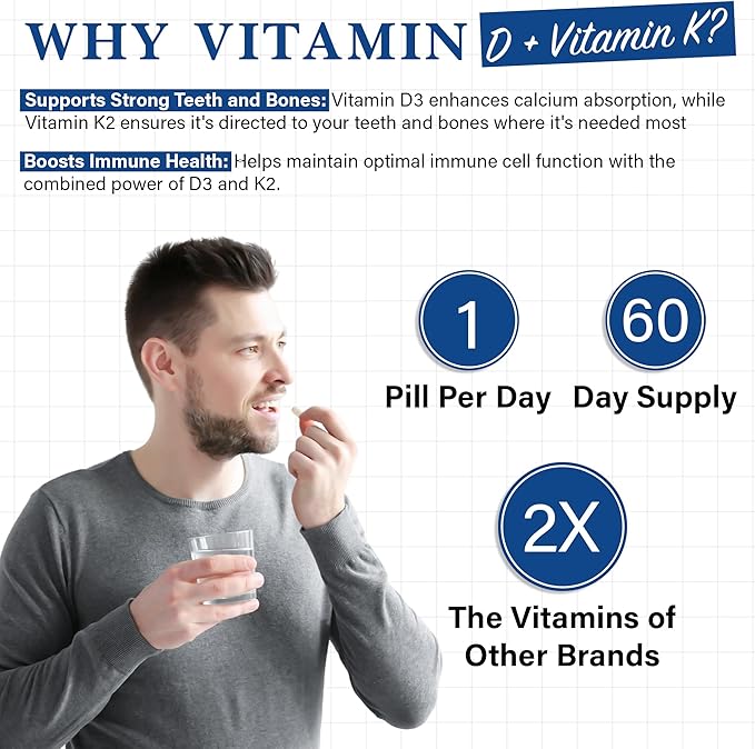 Living Well with Dr. Michelle Vitamin D3 10000 IU with K2 – Immune Teeth Bone Health Support Non-GMO Gluten &amp Dairy Free 60 Day Supply 60 Capsules