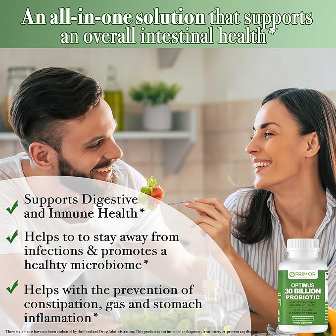 30 Billion Probiotics – 10 Strains | Vegan Non-GMO | Healthy Gut - Supports Digestive – Occasional Constipation Diarrhea Gas &amp Bloating. for Women &amp Men | 30 Count