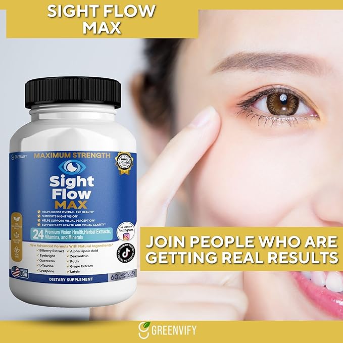 Sight Flow Max Eye Health Supplement 24 Premium Vision Herbal Extracts Vitamins and Minerals 60 Capsules (5)