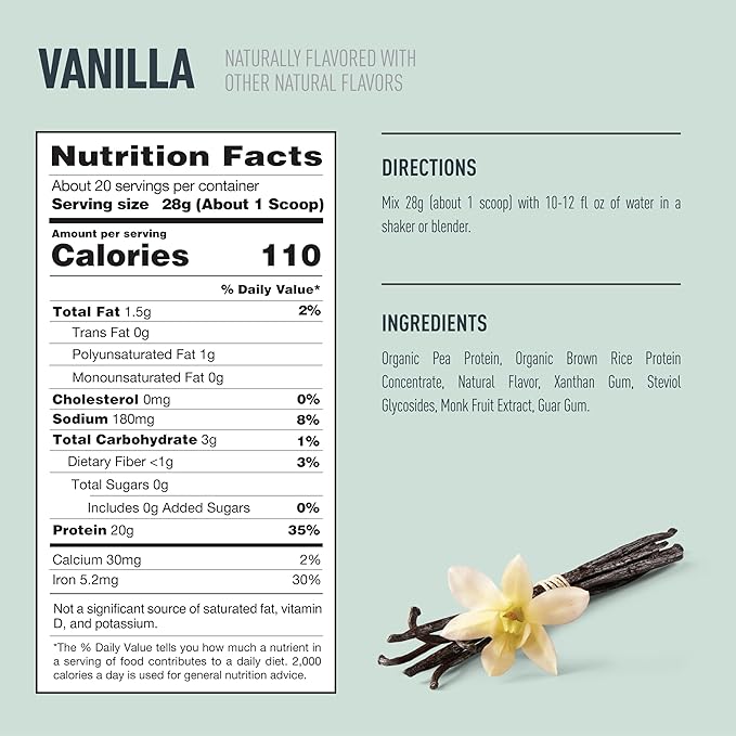 Isopure Plant-Based Protein Powder Lactose Free Gluten Free With Iron Vanilla 20g Plant Protein Per Serving 1.23 Lbs 20 Servings
