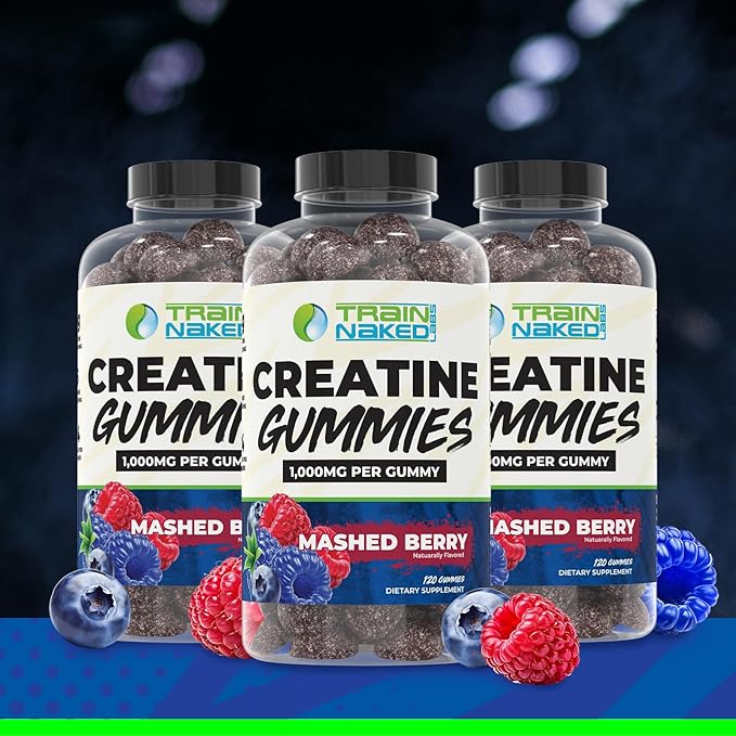 Creatine Gummies | Gummy Creatine Chewables for Men &amp Women | 5g per Serving | Gluten Free &amp Vegan | 120 Gummies 24 Servings (Mashed Berry)