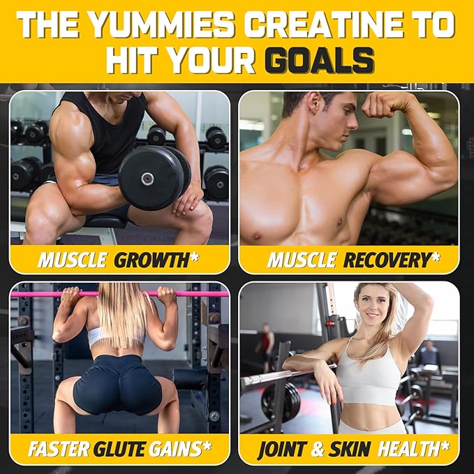(180 Count) Creatine Monohydrate Gummies for Men &amp Women - Creatine Pre Workout Gummies for Muscle Builder Muscle Strength Recovery Endurance Energy Creatine for Women &amp Men Vegan Mixed