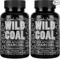 Wild Foods Activated Charcoal Capsules | 100% Organic Coconut Shells Active Tablets for Bloating Relief | Lab Tested &amp Non-GMO Detox Pills | USA (Two Bottles - 120 Capsules)