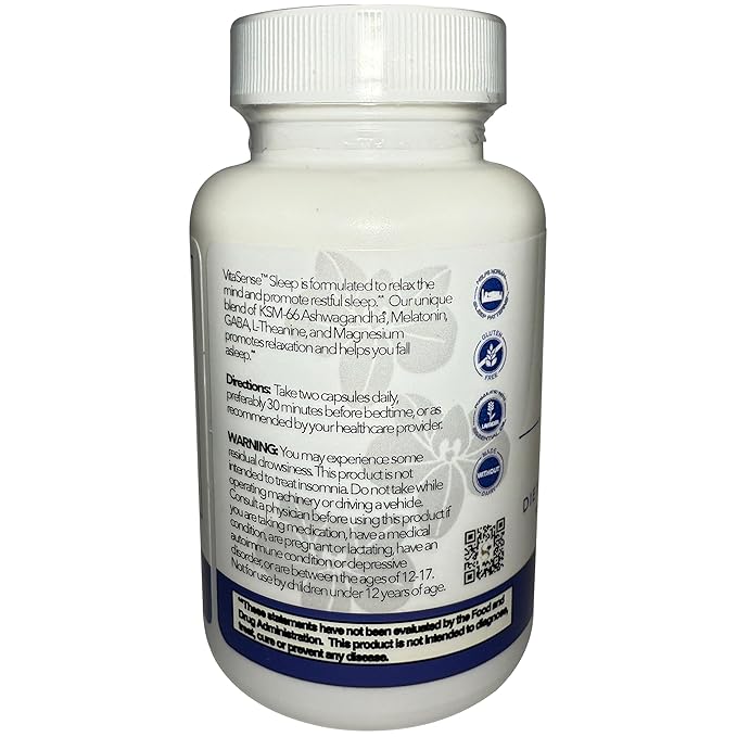 SeneGence VitaSense Sleep Supplement 60 Capsules Relaxation and Restful Sleep Support with Organic KSM-6 Ashwagandha Melatonin and Magnesium Glycinate