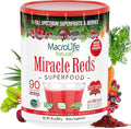 MacroLife Naturals Miracle Reds Superfood Powder 19 Blended Fruit &amp Berry Polyphenols Enzymes Probiotics &amp Antioxidants Supplement - Raw Non-GMO &amp Vegan Whole Food Vitamins - 30oz (90 Serv