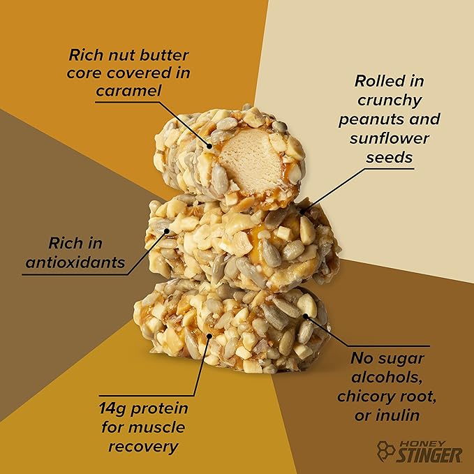 Honey Stinger Nut + Seed Bar Peanut Sunflower Seed Protein Packed Food for Exercise Endurance and Performance and Recovery Sports Nutrition Snack Bar for Home &amp Gym Post Workout 12 Pack