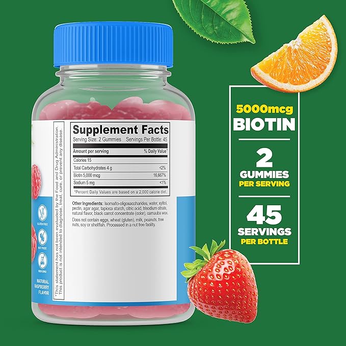 Lifeable Sugar Free Vitamin D 5000 IU + Biotin Gummies Bundle - Great Tasting Vitamin Supplement Gluten Free GMO Free Chewable Gummy