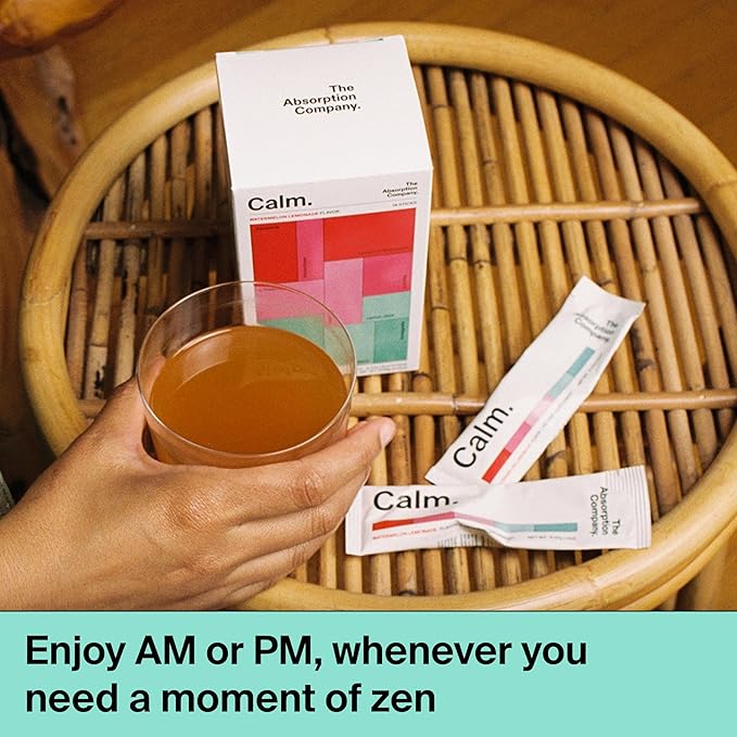 Calm Drink Mix - Relaxation Aid with Magnesium Ashwagandha L-Theanine &amp Vitamin D - Supports Cortisol Regulation and Mood for Men &amp Women - Watermelon Lemonade Flavor 14 Sticks