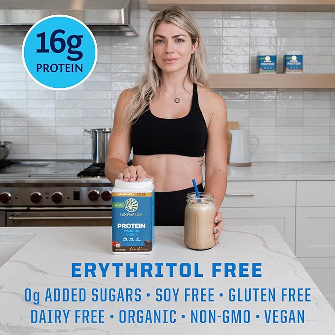 Sunwarrior Mocha &amp Chocolate Organic Plant Based Protein Powder Set | Bundle &amp Save | Vegan Organic Protein Powder | Non-GMO Soy Dairy Filler &amp Gluten Free (32 Servings Chocolate 30 Servi