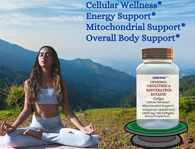 Nikoni Liposomal Urolithin-A Supplement 1400mg Supports Healthy Aging Cellular Renewal &amp Muscle Health- 240 Softgels