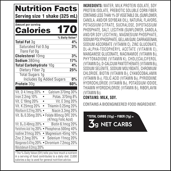 Atkins Strong High Protein Shake Strawberry Flavored 30g Protein 7g Prebiotic Fiber 1g Sugar Muscle and Gut Health Support GLP-1 Support Low Carb and Low Protein Shake Gluten Free 12 Count