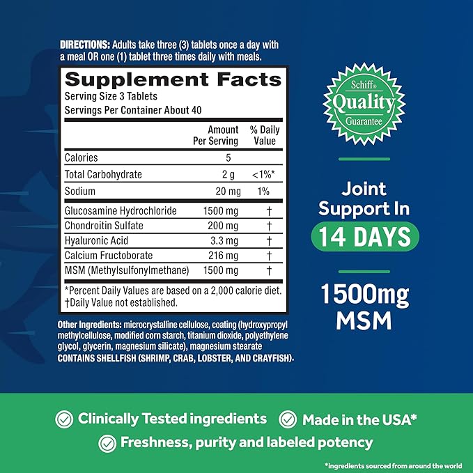 Move Free Advanced Glucosamine Chondroitin MSM Joint Support Supplement Supports Mobility Comfort Strength Flexibility &amp Bone - 120 Tablets (40 servings)*