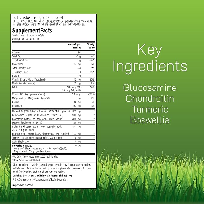 Irwin Naturals 3-in-1 Joint Formula with Glucosamine Chondroitin Turmeric &amp Boswellia - Advanced Joint Support Supplement for Men and Women - 90 Liquid Soft-Gels