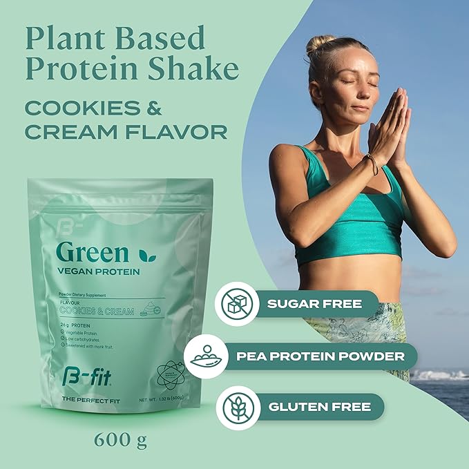 B-FIT B Glycinate &amp Citrate Magnesium + Vegan Protein - 496 mg Elemental Magnesium - High Absorption Formula - Pea Protein Powder 600g - Plant Based Protein Shake