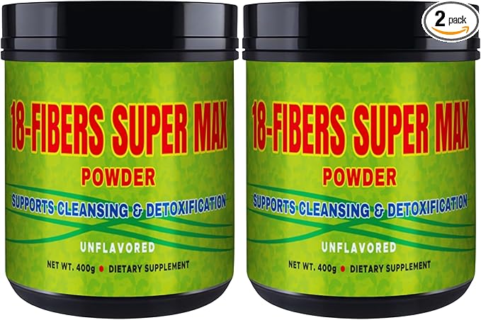 FIBRA 18 Super MAX Powder (18 Fibers) - 400g - Dietary Supplement - Supports Cleansing &amp Detoxification Unflavored (2 Pack)