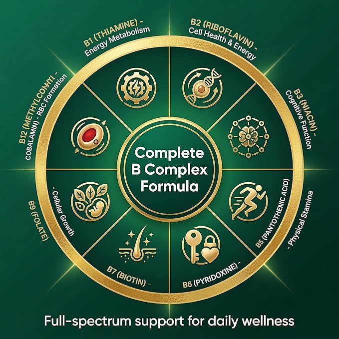 Vitamin B Complex - High Potency Methylated B-Vitamins with Methyl B12 &amp Folate - Supports Energy Metabolism &amp Brain Health - Non-GMO 60 Capsules