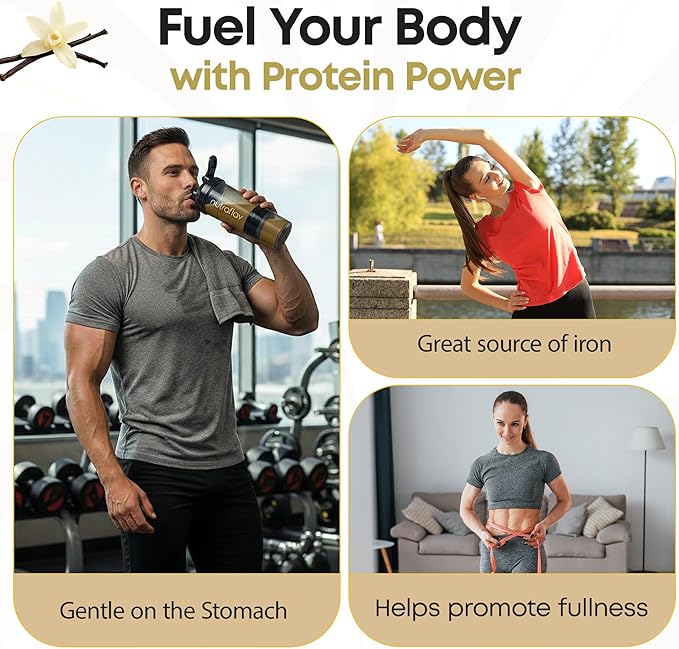 Vegan Vanilla Protein Powder - Plant Based Pea Protein Powder - 20g Protein Per Serving with 4 Ingredients - Iron-Rich Easy to Digest - No Added Sugar - Great for Shakes &amp Smoothies - 20 Servings