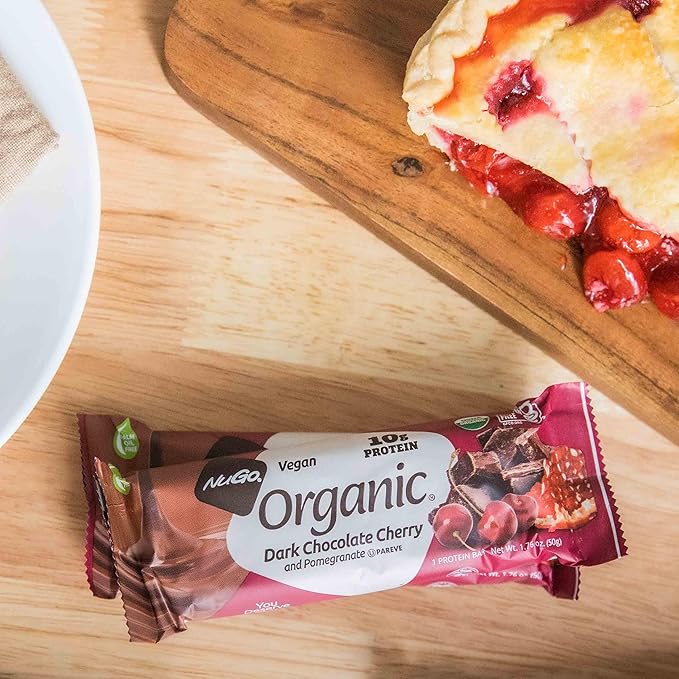 NuGo Organic Chocolate Pomegranate 10g Vegan Protein Gluten Free 12 Count