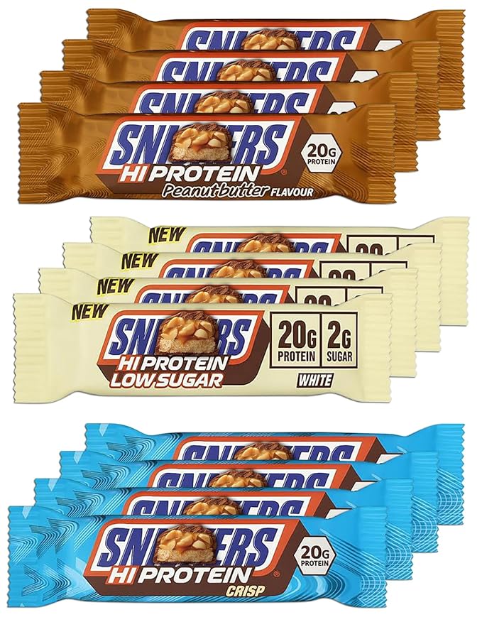 Snickarss HI-Protein Chocolate Bar Delicious Recovery Fuel for Fitness &amp Snacking (12 Pack Verity Mix)