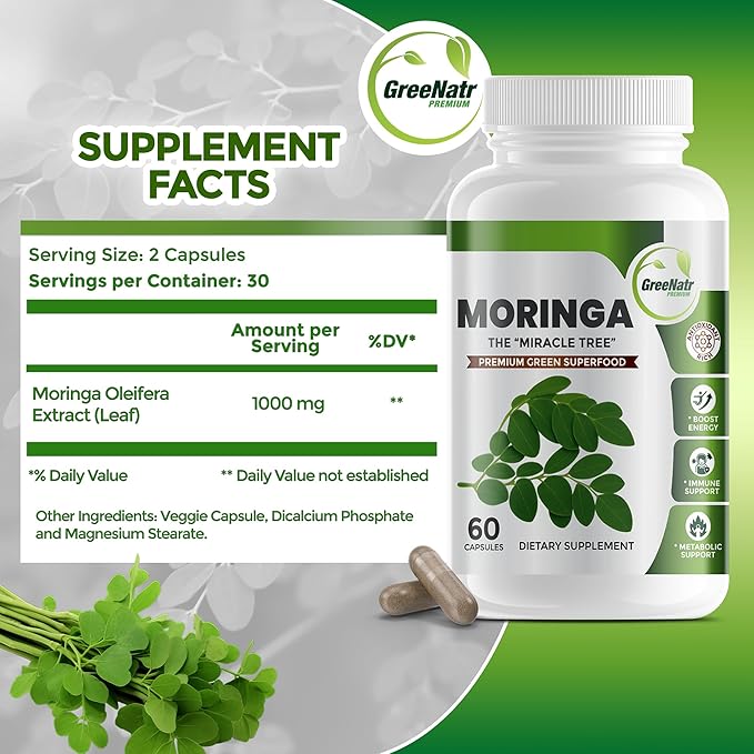 Magnesium Supplement with Glycinate Citrate Malate &amp Oxide Plus Moringa Oleifera with Vitamin C Omega 3 &amp Amino Acids - Boosts Energy Mood Memory