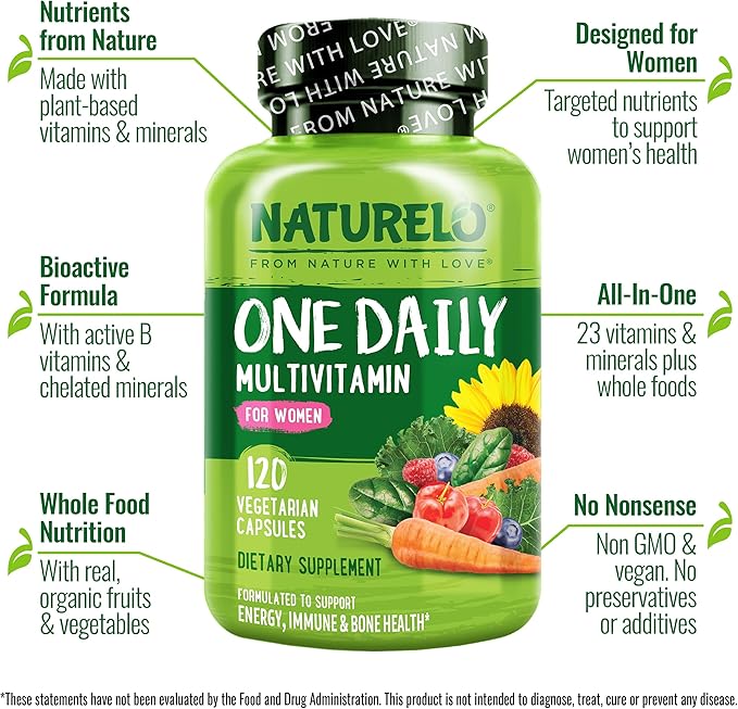 NATURELO One Daily Multivitamin for Men 120 Vegetarian Capsules One Daily Multivitamin for Women 120 Vegetarian Capsules Bundle - 4 Month Supply