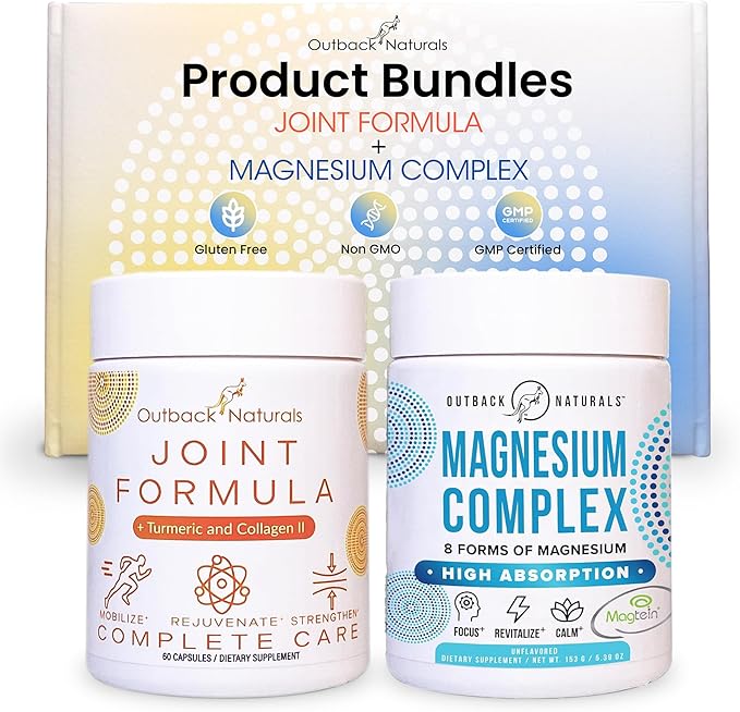 Magnesium Complex Powder &amp Enhanced Joint Relief Formula Bundle – 8 Types of Magnesium Collagen Turmeric Vitamin C for Joint &amp Bone Health Knee Muscle