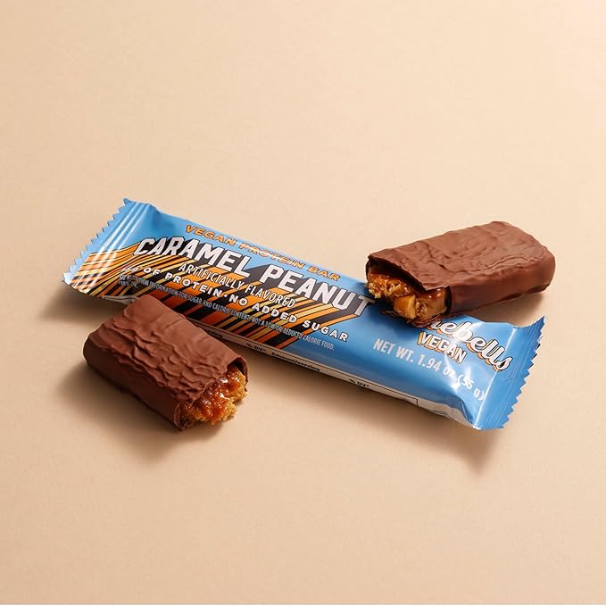Barebells Vegan Protein Bars Peanut Caramel Plant Based with High Protein - Chocolate Protein Bars - Perfect on The Go Protein Snack &amp Breakfast Bars 12 Count (Pack of 1)
