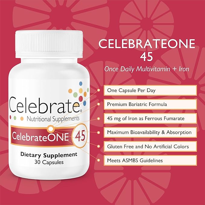 CelebrateONE 45 Multivitamin with Iron and Balance Probiotic Bundle – Bariatric Vitamins for Post-Gastric Bypass &amp Sleeve Gastrectomy – Comprehensive Nutritional &amp Digestive Support