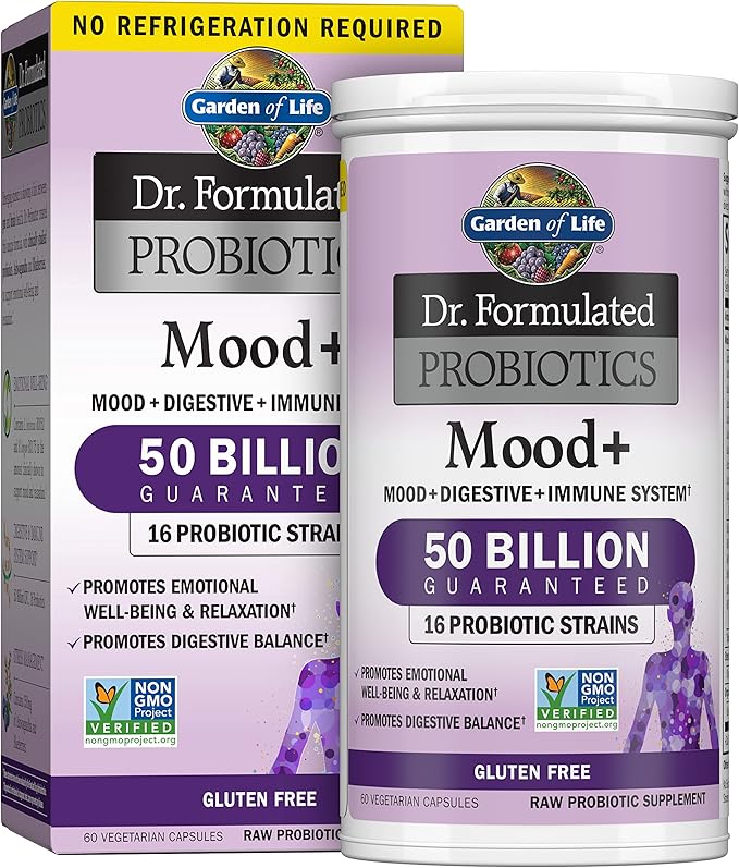 Garden of Life Dr. Formulated - Acidophilus Probiotic Supports Urinary Tract Health Digestive Balance &amp Dr. Formulated Probiotics Mood+ Acidophilus Probiotic Supplement