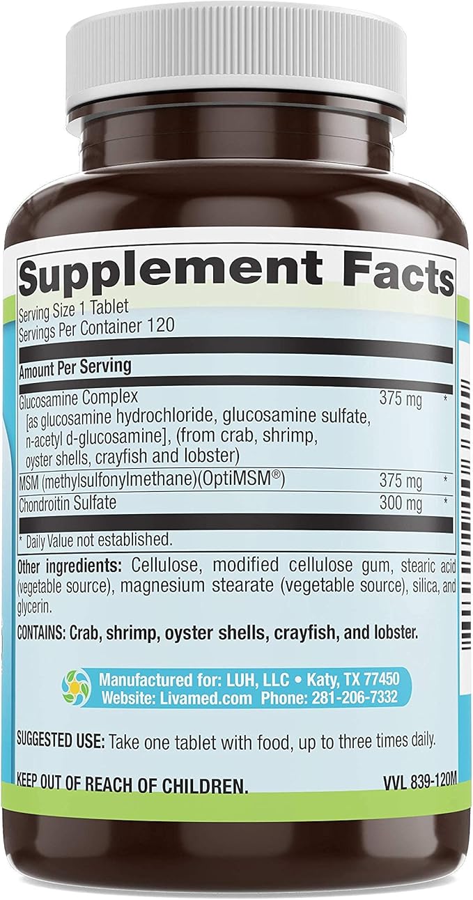 Glucosamine Chondroitin MSM Complete Complex – Joint Support Supplements for Knees Back HIPS &amp Inflammation - Mobility Health Supplement for Pain Aches Soreness &amp Inflammation - 120 Tablet
