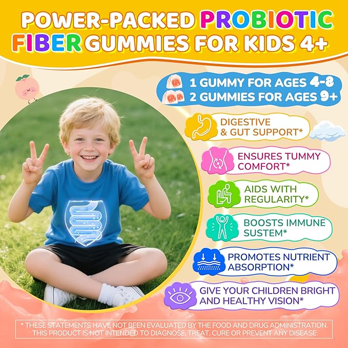 NEVISS Fiber Gummies for Adults &amp Probiotics for Kids Teen + Veggie &amp Fruit Fiber Gummies