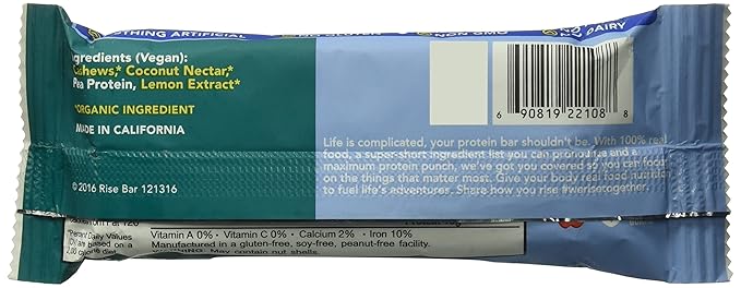 Rise Bar Protein Lemon Cashew 2.1 Ounce (12 Count)