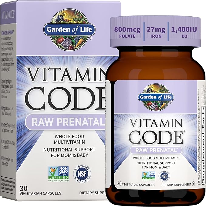 Garden of Life Prenatal Multivitamin for Women with Iron Folate &amp Vitamin C and D3 for Neural Development &amp Probiotics for Immune Support – Vitamin Code – Non-GMO Gluten-Free Kosher 10 Day