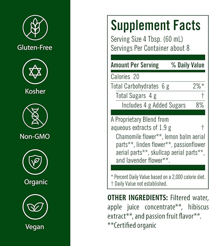 Flora - Sleep-Essence - Sleep Support Supplement - Features Lavender Lemon Balm Skullcap &amp Passionflower - Organic Non-GMO Vegan &amp Kosher - 17 fl. oz. Glass Bottle