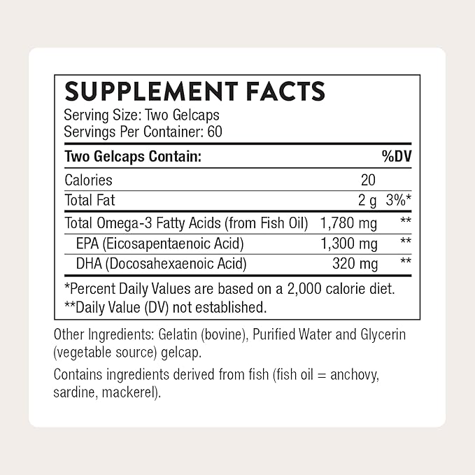 THORNE - Super EPA Pro- Omega-3 Fish Oil Supplement with EPA &amp DHA from Sustainably Sourced Cold-Water Fish - Promotes Blood Lipid Support* - Third-Party Certified - Gluten &amp Dairy-Free - 120