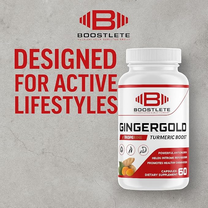 GingerGold Turmeric Boost with BioPerine® – Organic Turmeric &amp Ginger Supplement for Joint Support Healthy Digestion &amp Overall Wellness – 60 Capsules